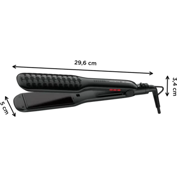 Rowenta x KARL LAGERFELD SF411L Extra Liss Haarglätter, große Oberfläche 4,5 cm x 9 cm, 6 Temperaturstufen von 130°C bis 230°C, schnelle Aufheizzeit, Keratin- und Turmalin-Beschichtung, Schwarz – Bild 2