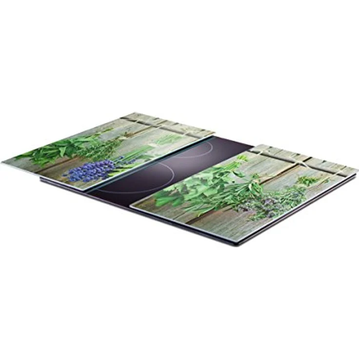 Zeller 26300 Herdabdeck--Schneideplatten Kräuter, 2-er Set Glas dekor 30 x 52 x 1 cm 2 Einheiten – Bild 3
