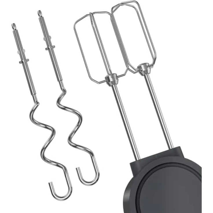 Grundig Delisia Novus™ HM 7140 Handmixer, 500 W Leistung, 4 Geschwindigkeitsstufen + Turbostufe, Hochwertige Edelstahl-Aufsätze, Soft Start: Antispritz-Funktion, Dark Inox/Schwarz – Bild 5