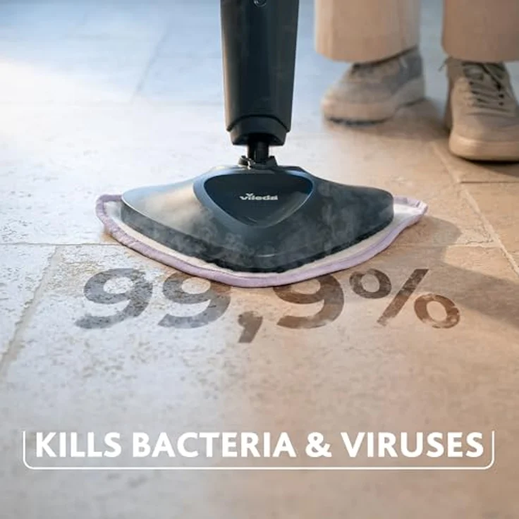 Vileda Steam Plus Pro Compact Dampfreiniger, hygienische Reinigung ohne Chemie, 4 Dampfstufen, für empfindliche Böden, Eco-Verpackung – Bild 2