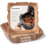 Fackelmann Backpapier für Heißluftfritteuse, 16 x 16 cm, 40-teilig, öl- und wasserfest, hitzebeständig bis 220°C, mikrowellen- und backofengeeignet