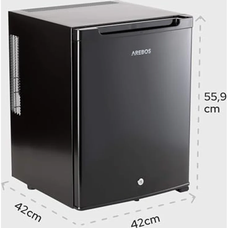Arebos Getränkekühlschrank AR-HE-MKS40, 40L, kompakt, 3-Stufen Thermostat, abschließbar, schwarze Front, leiser Betrieb – Bild 9