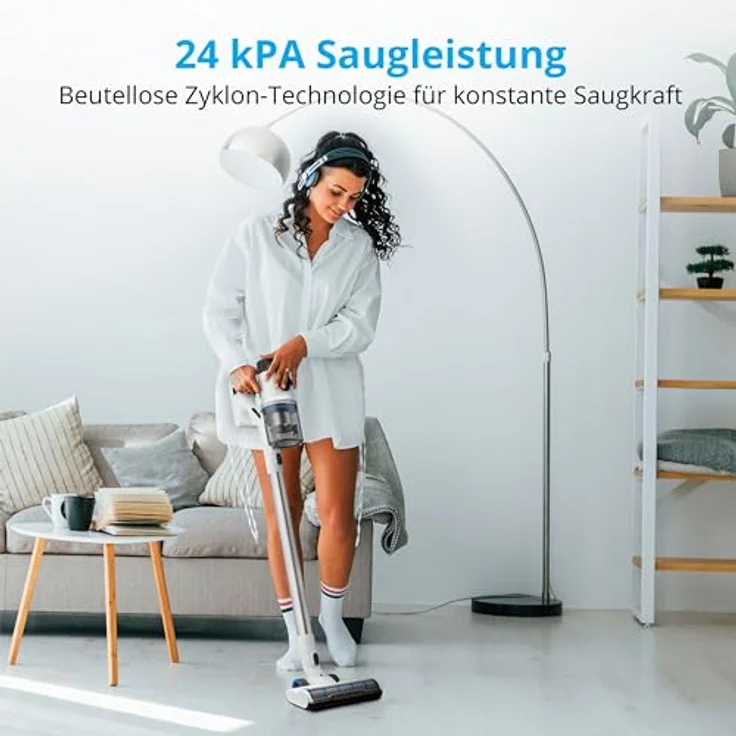 MEDION P350 W Stabstaubsauger mit Wischfunktion (kabellos, beutellos, Zyklon-Technologie, 350 Watt, 2in1 Stielstaubsauger Handstaubsauger, Akku, Staubsensor, HEPA H13, LED Touch Display, Bürstenrolle) – Bild 2