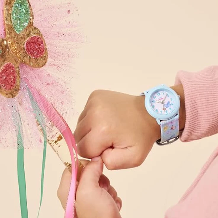 Prinzessin Lillifee Quarzuhr 2037732, Kinderuhr mit längenverstellbarem Textilarmband und kratzfestem Mineralglas, spritzwassergeschützt – Bild 4