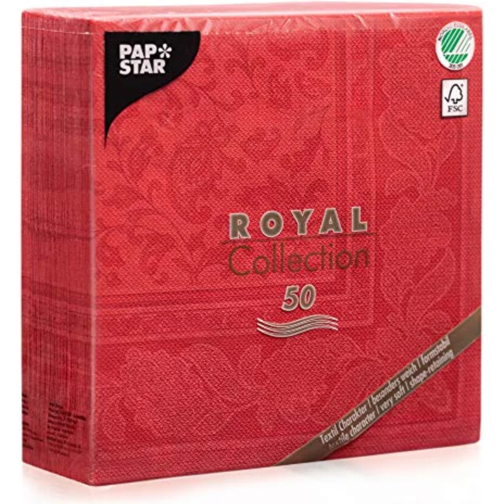 50 Servietten ''ROYAL Collection'' 1-4-Falz 40 cm x 40 cm rot ''Ornaments'' – Bild 2