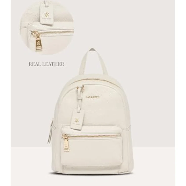 Lazarotti Bologna Leather City Rucksack, 100% Leder, 27 cm, beige – Bild 5