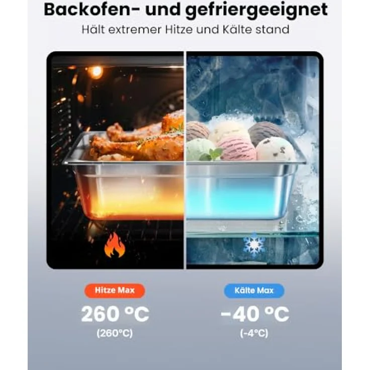 VEVOR Gastronormbehälter Hotelpfanne, 20,5 L Edelstahl, rostfrei und wiederverwendbar, für Catering und Aufbewahrung von Speisen – Bild 4