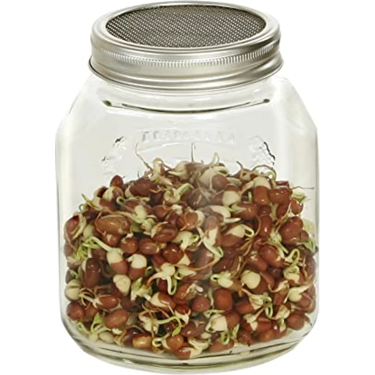 Eschenfelder Sprossenglas mit Edelstahlsieb + Abtropfgestell - 1000ml – Bild 2