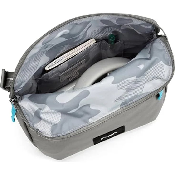 Pacsafe GO Anti-Theft Umhängetasche, RFID-sicher, 24 cm, grau, 100% Polyester – Bild 4