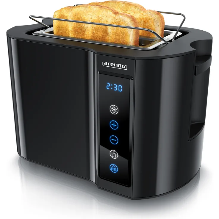 Arendo Toaster FRUKOST TOUCH COMPACT, 2 kurze Schlitze, 800 W, Display, Touch, Wärmeisoliert, Schwarz