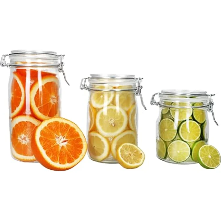 MamboCat NORMA Vorratsglas Set, 3-teilig (0,75L, 1L, 1,5L) mit Bügelverschluss, luftdicht und spülmaschinengeeignet – Bild 1
