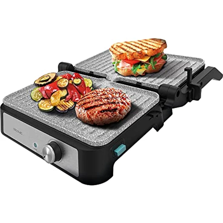 Cecotec Elektrischer Grill Rock'n Grill 1500 Take&Clean Stone, 1500 W, RockStone-Beschichtung, abnehmbare und spülmaschinenfeste Platten, 180° Öffnung, schwimmende obere Platte – Bild 2