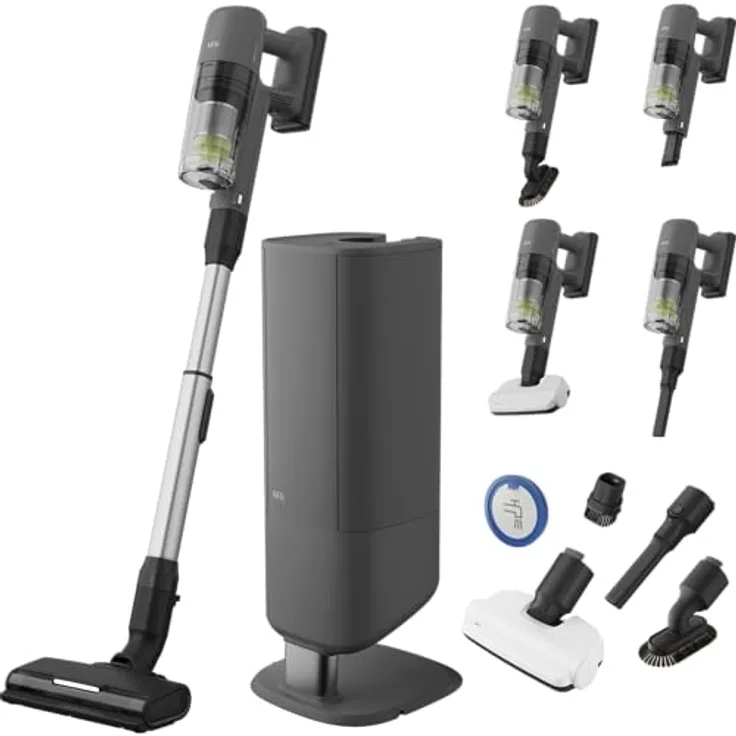 AEG 7000 Akku-Staubsauger AP72UB21ES, kabellos mit All-in-One Station, Auto-Modus, HEPA-Filter, bis zu 50 Min Laufzeit, Dark Grey