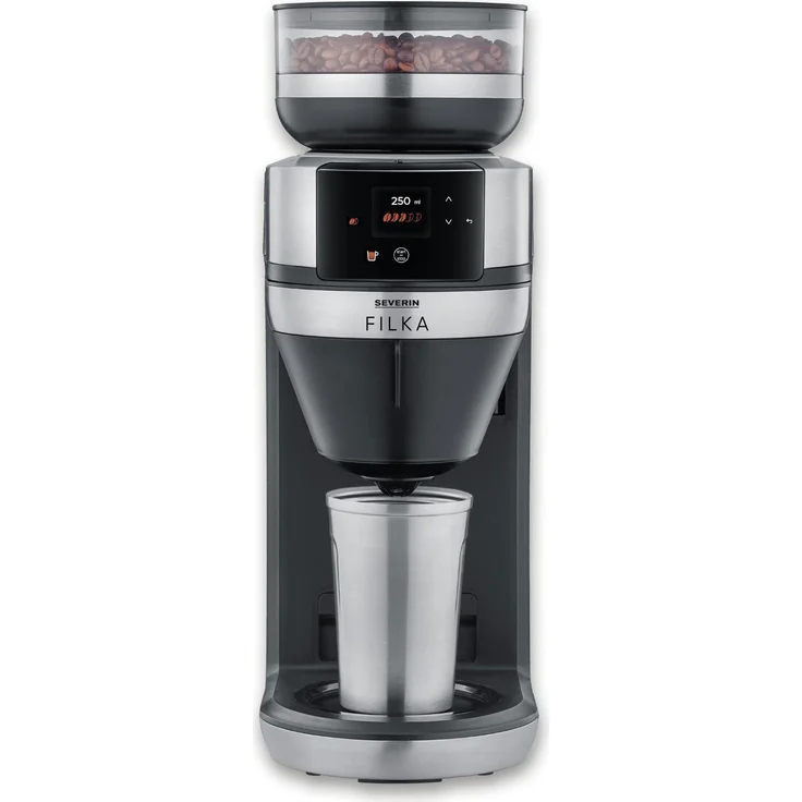 SEVERIN Filterkaffee-Vollautomat FILKA KA 9694, Edelstahl, gebürstetmattschwarzsilber, 10 Tassen Kapazität – Bild 1