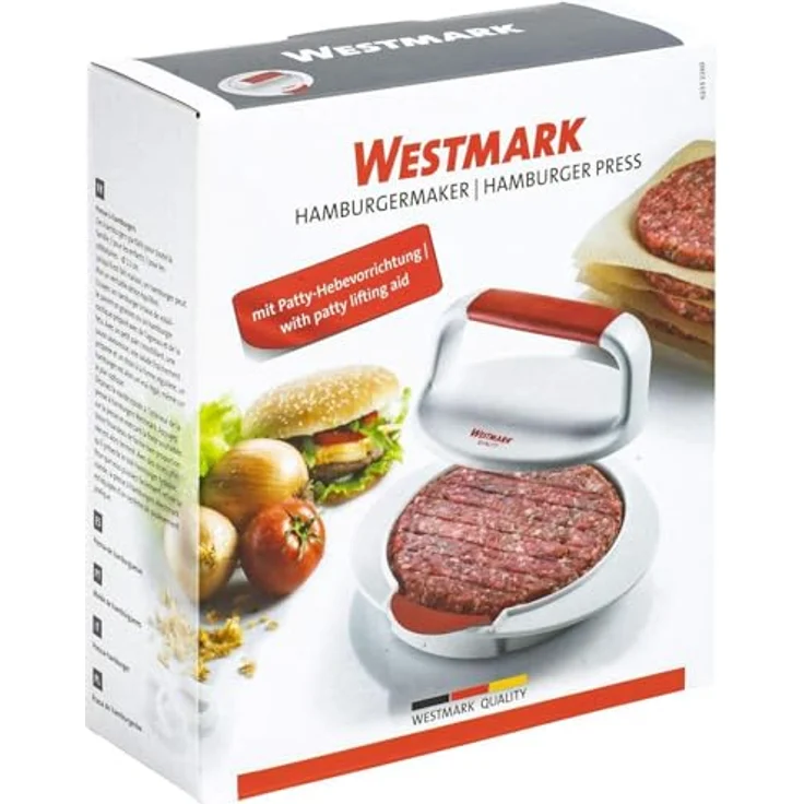 Westmark Hamburgermaker mit Patty-Hebevorrichtung, Hamburger-Presse, Innendurchmesser 11,5 cm, Kunststoff, Weiß-Rot, 62332260 – Bild 9