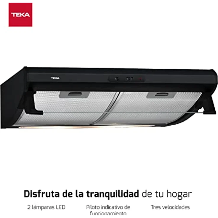 Teka CAMPANA C 6310 NEGRO, Dunstabzugshaube mit 1 Motor, 235 m³/h, 49 dB, 3 Geschwindigkeiten, 60 cm, schwarz, 2 Halogenlampen, mechanisch – Bild 2