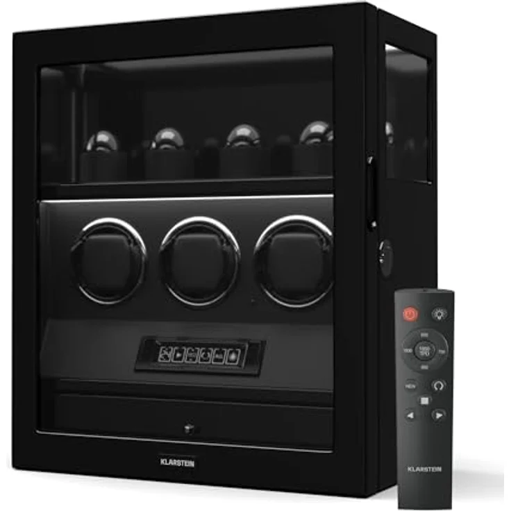 Klarstein SecureTouch Uhrenbeweger, 3+4 Uhren mit Mabuchi Motor, Klavierlack, 41 Modi, Fingerabdruckschloss, integrierte Schmuckschublade und LEDs – Bild 1