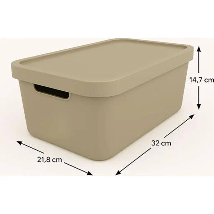 Plastard Aufbewahrungsboxen 7,5 L, 4er-Set, beige, BPA-frei, stapelbar, mit Deckel – Robuste Kunststoffbox für Küche, Bad, Büro, Kinderzimmer – Bild 2