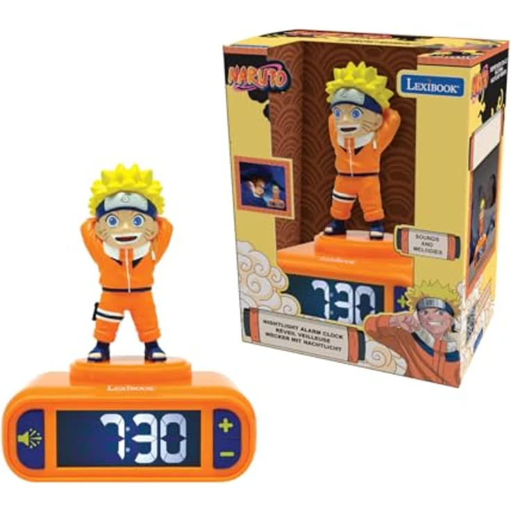 Lexibook Naruto Nachtlicht-Wecker RL800NA mit LCD-Bildschirm, 6 Klingeltönen und Schlummerfunktion – Bild 1
