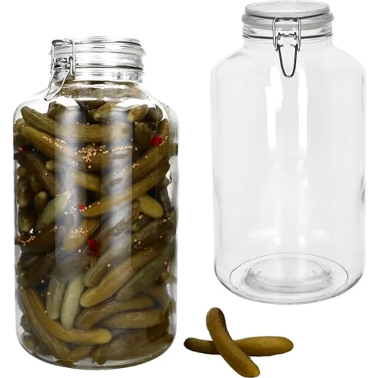 MamboCat 2x NORMA Vorratsglas 6L, luftdichtes Einmachglas aus Glas mit Bügelverschluss, spülmaschinengeeignet, transparent