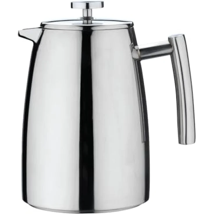 Café Stål Belmont Doppelwandiger Kaffeebereiter aus hochwertigem 18-10 Edelstahl ? 16 Mokktassen, 2L, Hochglanzpolitur, Tamper – Bild 2