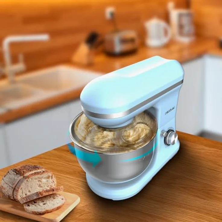 Cecotec Rühr- und Knetmaschine Cecomixer Merengue 5L 1200 Ice-Cream Blau. 1200 W, 5-Liter-Schüssel aus Edelstahl und Zubehör zum Schlagen und Kneten, inklusive Funktion zum Eiscreme machen – Bild 5