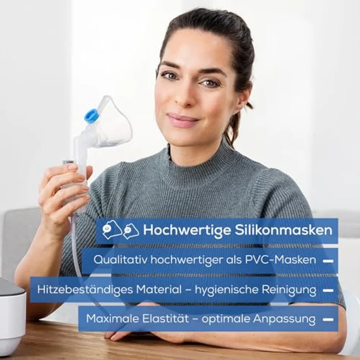 Beurer IH 28 Pro Inhalator, Verneblerset mit hochwertigen Silikonmasken & Nasendusche, mit Kompressor-Drucklufttechnologie und hoher Vernebelungsleistung zur Atemwegstherapie, für Kinder & Erwachsene – Bild 2