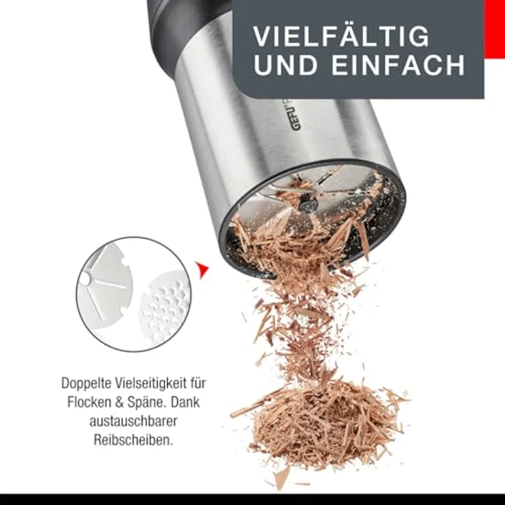 Gefu 34680 Käse-Reibe aus Edelstahl mit Deckel zur Aufbewahrung - Parmesan-Reibe mit Auffang-Behälter für die Küche – Bild 4