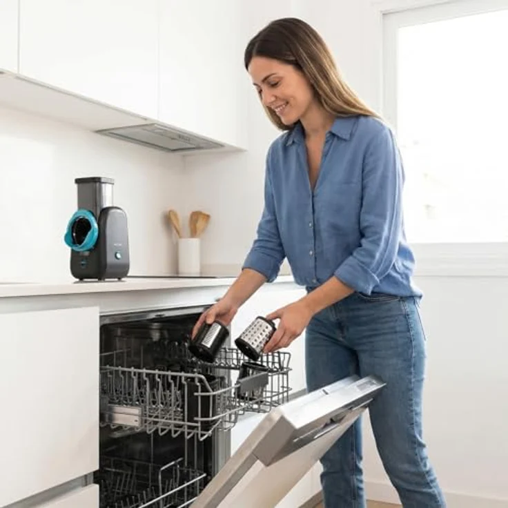 Cecotec Elektrisch Gemüseschneider Total Blade Full Black, 80 W mit 4 austauschbaren Schneidtrommeln, direkter Auswurf, kompaktes Design – Bild 4