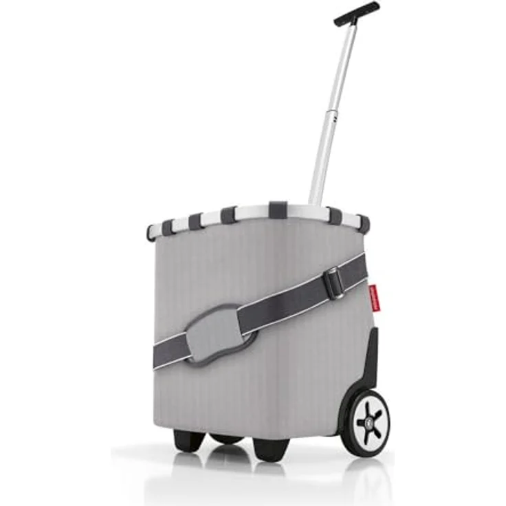 reisenthel carrycruiser Tragbarer Einkaufstrolley mit stabilem Aluminiumrahmen, Schultergurt und herausnehmbarer Netz-Innentasche, Herringbone grey – Bild 1