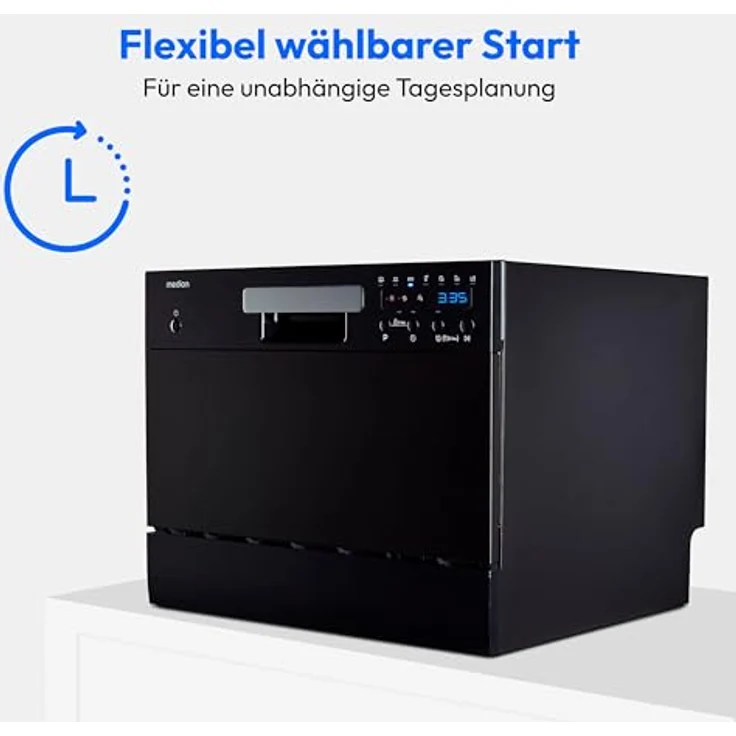 MEDION Tischgeschirrspüler DWT 60, freistehend für 6 Maßgedecke, Energieeffizienzklasse D, schwarz, 7 Reinigungsprogramme – Bild 8