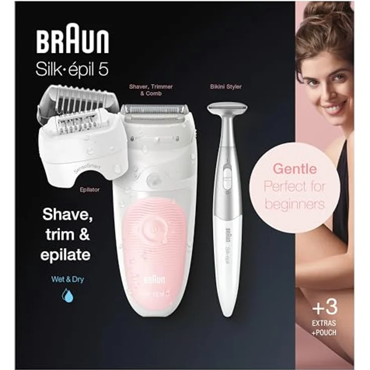 Braun Silk-épil 5-820 Wet & Dry Epilierer mit 4 Extras, einschließlich Bikinitrimmer – Bild 6