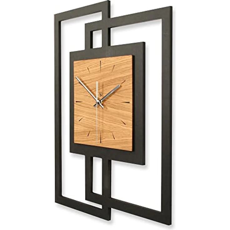 Kreative Feder Designer-WANDUHR aus Holz Größe ca.46,5x59 cm schwarz-braun - Designeruhr mit flüsterleisem Uhrwerk (leises Funkuhrwerk) – Bild 2