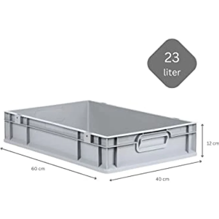 PROREGAL Eurobox NextGen Grip SuperSparSet 8x, Transportbox mit Scharnierdeckel, 23 L, grau, HxBxT 12x40x60cm, lebensmittelecht, robuste Kunststoffausführung – Bild 3