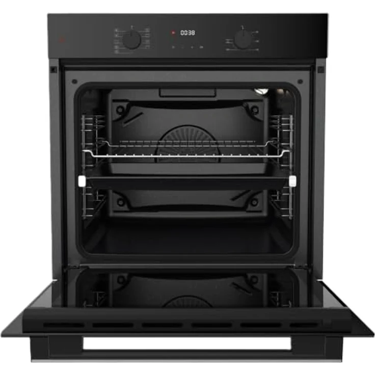 Böhme Herdset Einbaubackofen HB60F78PPB 78L Heißluft + Gasline GAG60INB 60 cm Gaskochfeld Schwarz Matt, 4 Gasbrenner, Energieeffizienzklasse A, LED-Display, Teleskopauszug – Bild 3