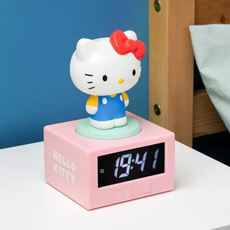 Paladone Hello-Kitty Kinderwecker, digitaler Wecker mit Nachtlicht und Musik, offizielles Sanrio Lizenzprodukt – Bild 3