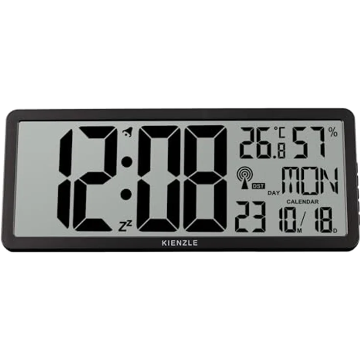 Kienzle Digitale Wanduhr XXL, Automatische Uhrzeiteinstellung, Raumklima-Check, Weckfunktion, 12-/24-Stunden-Format – Bild 3