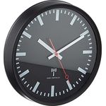 TFA Dostmann Funk-Wanduhr 60.3513, leises Uhrwerk, stil einer Bahnhofsuhr, Funkuhr, genau, schwarz, L 250 x B 42 x H 250 mm - Preisvergleich