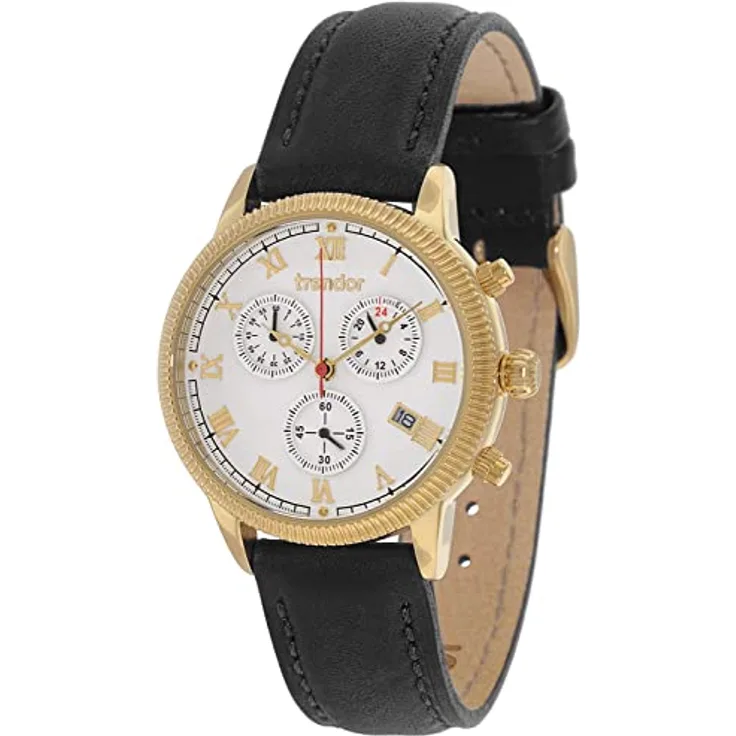 trendor Damen-Chronograph Elegante Armbanduhr für Damen, Goldplattiert, mit Stoppfunktion und Datumsanzeige