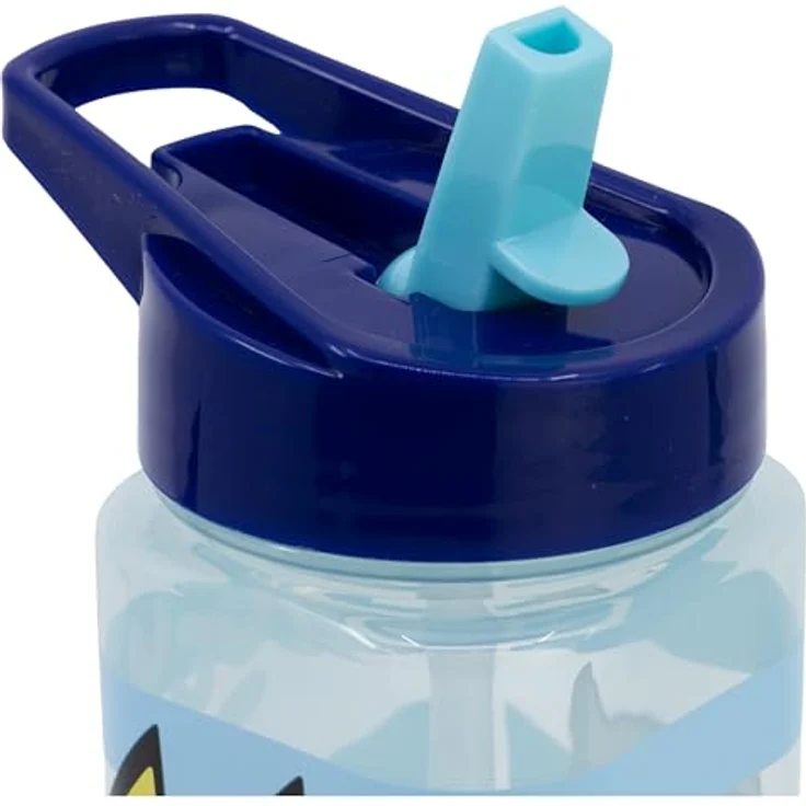 Bluey Trinkflasche 510 ml, eckige Wasserflasche mit integriertem Strohhalm, mehrfarbig für Schule und Freizeit – Bild 3