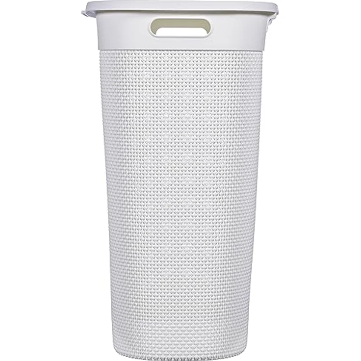 Curver Keter Wäschebehälter für Badezimmer, Weiß, 55 Liter, 70% recyceltes Material, perforierte Oberfläche, 45 x 35 x 61 cm – Bild 3