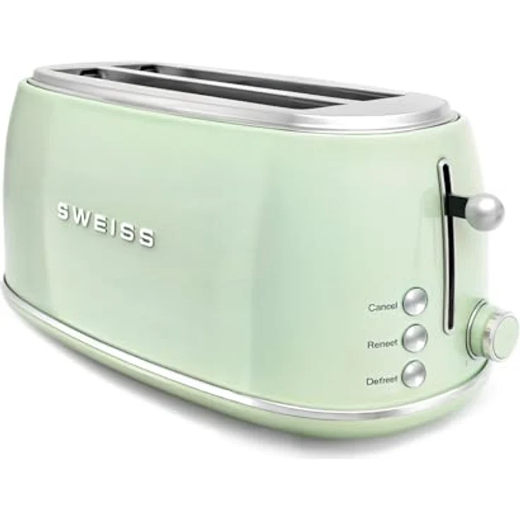 SWEISS Toaster GRV7 Vintage, 2 Schlitze, 6 Leistungsstufen, für Baguettes, grün, 1500 W mit Krümelschublade – Bild 2