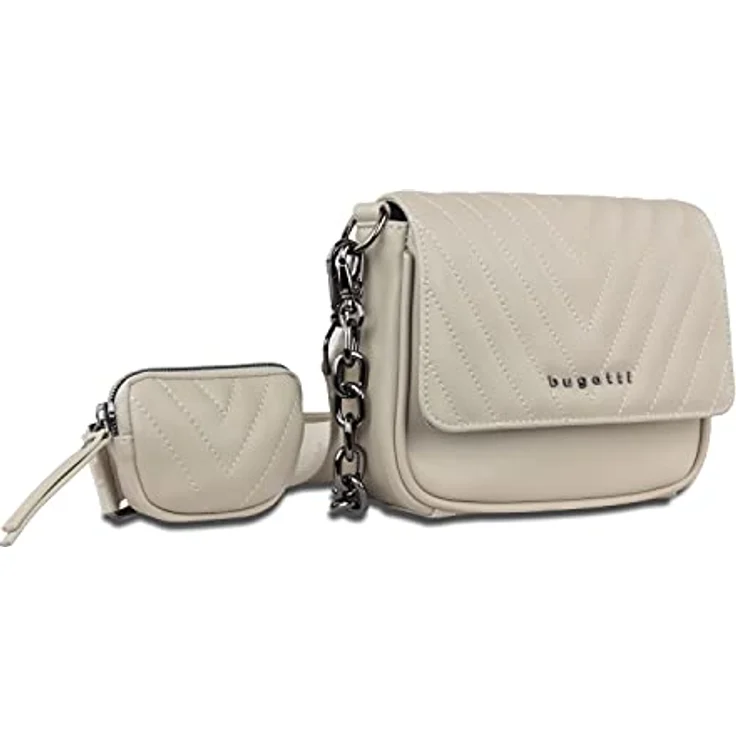Bugatti Sira Crossover Bag, stylishe Umhängetasche aus Kunstleder mit trendiger Steppung, nude – Bild 3