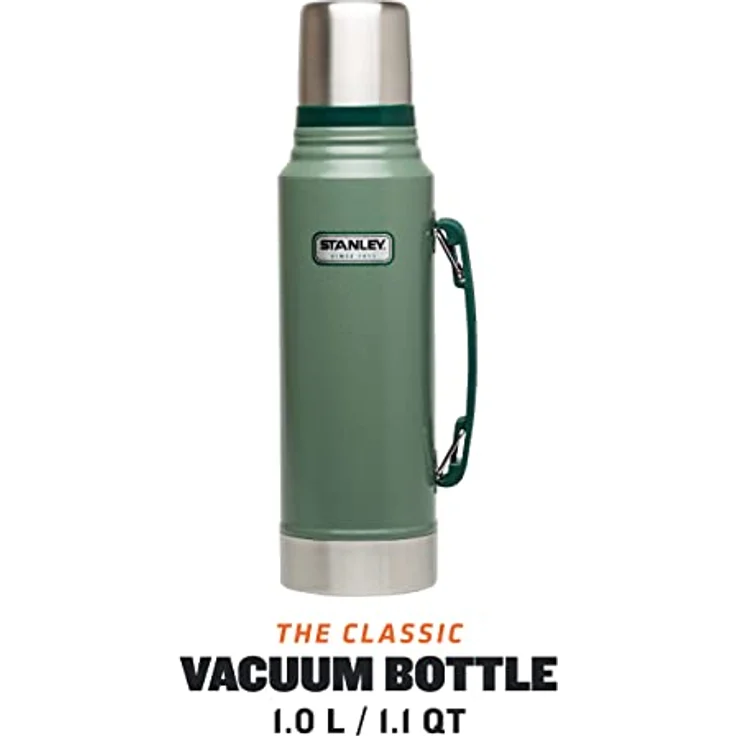 Stanley Legendary Classic Vakuum-Thermoskanne 1L, Hammertone Green, 18-8 Edelstahl Trinkflasche 1L, Vakuum-Isolierung, Auslaufsichere Thermosflasche, Integrierter Kaffeebecher Teekanne Thermo – Bild 3