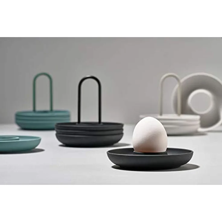 Zone Denmark Singles Eierbecher aus Silikon, Eierhalter, Stapelbar, 4er-Set mit Halter, Durchm. 11,2 cm, Höhe 9,5 cm, Schwarz – Bild 5
