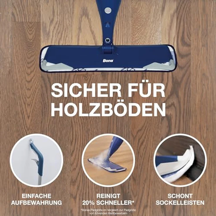 Bona Premium Spray Mop für Holzfußböden, Sprühwischer Set mit extra Mikrofaser-Reinigungspad, grün – Bild 4