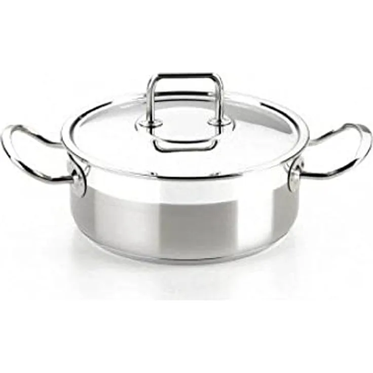 BRA Profesional | Professioneller Edelstahltopf mit Deckel 22 cm, Grau - Edelstahl 18/10, geeignet für alle Herdarten