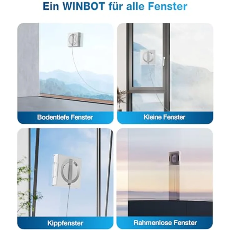 ECOVACS WINBOT W2 Fensterputzroboter, Kantenreinigungsmodus, Dreifach-Düsen Wassersprüher, 10-stufiges Schutzsystem, App-Steuerung, Winbot Elektrischer – Bild 2