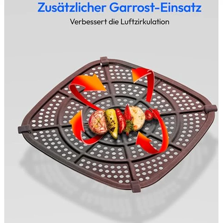 MEDION P10 XL Heißluftfritteuse, 6,8 L XXL, 2.150 W, zwei Edelstahlheizelemente, 9 Automatikprogramme, Touch Bedienfeld, matt – Bild 5