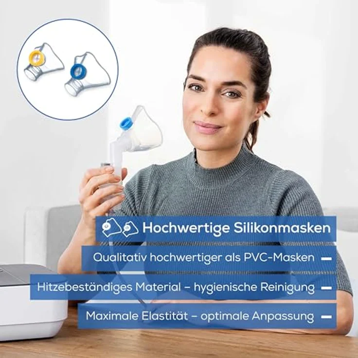 Beurer IH 28 Pro Yearpack, umfangreiches Nachkaufset mit hochwertigen Silikonsmasken & Nasendusche, Zubehör für den IH 28 Pro Inhalator, desinfektionsfähig, Vernebler, 10 Filter, Druckluftschlauch – Bild 2